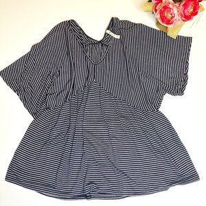 MTS Large Navy & White Striped Flowey Top